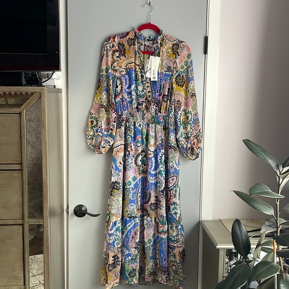 Zara maxi multicolor paisley dress, size L, new - Picture 4 of 12